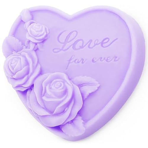 Herzform Love for Ever aus Silikon, ideal für Seifen und Basteln, Design mit geprägten Rosen, 8 x 7,5 x 3,5 cm, Hochzeitsdetails von GRAN VELADA