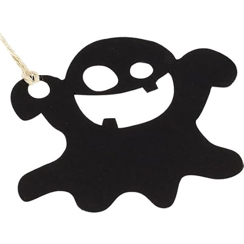Pappetiketten mit Geistern, Packung mit 12 Stück, 6 x 5,7 cm, ideal für Halloween-Dekorationen, lustiges Design, schwarz-orangefarbener Hintergrund, einfach aufzuhängen und perfekt für Girlanden und von GRAN VELADA