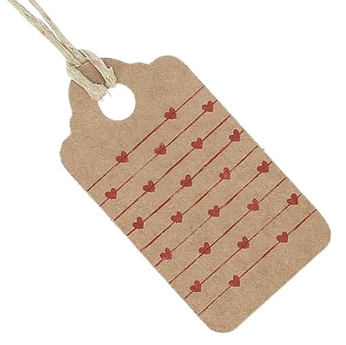 Rechteckige Etiketten aus Kraftkarton mit roten Herzen 0, 2,9 x 5 cm, personalisieren Sie Ihre Geschenke mit Stil und Wirtschaftlichkeit von GRAN VELADA