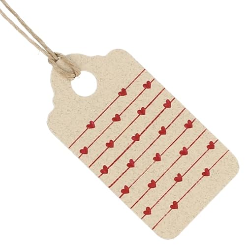 Rechteckige Etiketten aus recyceltem Karton mit Herzen 0, 2,9 x 5 cm, personalisieren Sie Ihre Geschenke mit Stil, mit Schnur im Lieferumfang enthalten von GRAN VELADA