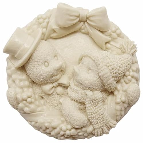 Seifenform für Weihnachten, Mistelkranz, 8 x 3 cm, aus Silikon, antihaftbeschichtet, zur Herstellung von festlichen Seifen mit Schneemännern und Früchten in Relief, ideal für spektakuläre Dekorationen von GRAN VELADA