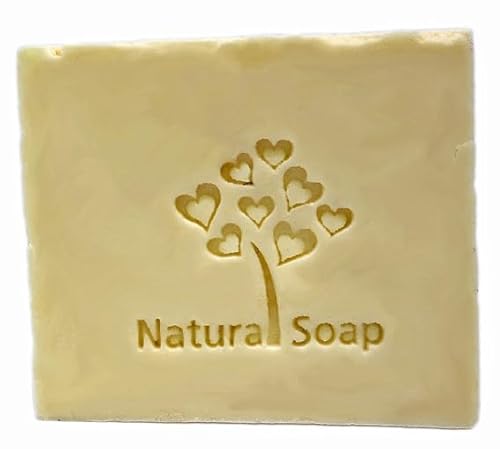 Seifenstempel Baum mit Herzen, ideal zum Dekorieren von selbstgemachten Seifen, einfach und originell, für Öl- und Glyzerinseifen, inklusive Schriftzug "Natural Soap", Maße 3,1 x 2,6 cm von GRAN VELADA