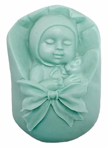 Silikon-Seifenform in Form eines schlafenden Babys im Moseskorb, ideal für Taufgeschenke. Robust, antihaftbeschichtet und einfach zu verwenden, 4,5 x 7 x 3 cm. von GRAN VELADA