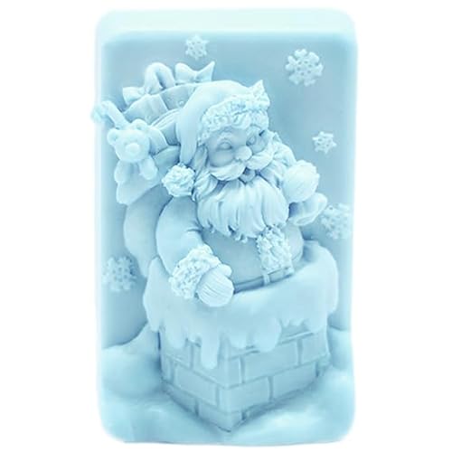 Silikonform Santa Claus im Kamin für Weihnachtsseifen, 2 Stück, personalisieren und kreieren Sie Ihre eigenen Seifen, antihaftbeschichtet und robust, Maße: 4,7 x 7,5 x 2,5 cm. von GRAN VELADA