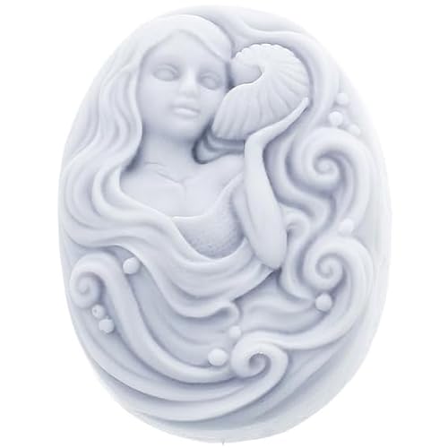 Silikonform Seegöttin für Seifen, oval, 7 cm, hohe Flexibilität und Antihaftbeschichtung, präzise Details, ideal für Schminktisch von GRAN VELADA
