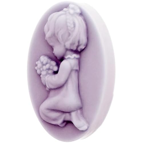 Silikonform für Seife zur Kommunion für Mädchen, oval, 4,5 x 7,5 cm, robust und flexibel, ideal für Details zur Kommunion, inklusive Relief-Figur, einfaches und spektakuläres Ergebnis von GRAN VELADA