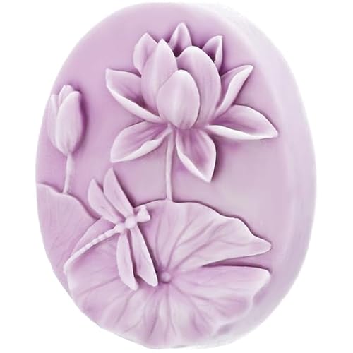 Silikonform für Seifen in Form von Lotusblüten und Libelle, 5,5 x 7,5 x 1,5 cm | Erstellen Sie einfach elegante und natürliche Seifen von GRAN VELADA