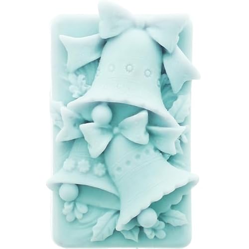 Silikonform für Weihnachtsseifen mit Relief-Glocken-Design, 2 Stück, antihaftbeschichtet und robust, 4,5 x 7,5 x 3 cm von GRAN VELADA