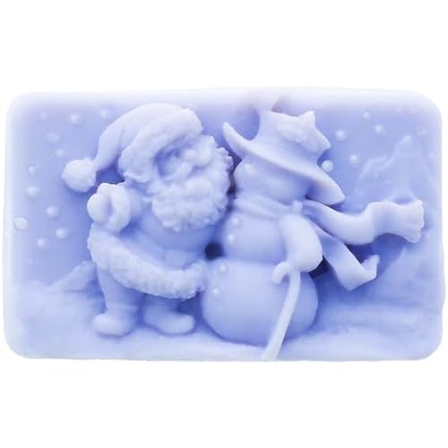 Silikonform für Weihnachtsseifen mit Weihnachtsmann und Schneemann, 2 Stück, antihaftbeschichtet, flexibel und robust, 5 x 7,7 x 3 cm, 85 g, ideal für DIY-Kreationen von GRAN VELADA