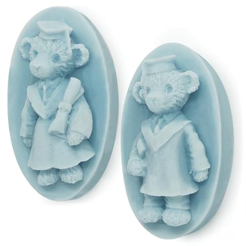 Silikonform mit 2 Bären, für Seifen und Basteln, ovale Hohlräume mit Relief, robust, antihaftbeschichtet und flexibel, Maße 4,6 x 7,7 x 3,5 cm von GRAN VELADA