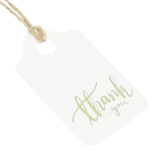 Thank You Pappetiketten, Grün, 0 Stück, 2,9 x 5 cm, ideal zur Personalisierung von Geschenken, inklusive Schnur zum Anreißen, wirtschaftlich von GRAN VELADA