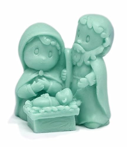 Weihnachtskrippenform aus robustem Silikon, für Seifen und dekorative Figuren, realistische Details von St. Josef, Jungfrau Maria und Jesuskind, 4 x 3 x 4,4 cm. von GRAN VELADA