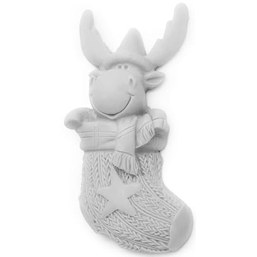 Weihnachtsstrumpfform mit Rentier, Silikon, robust und antihaftbeschichtet, ideal für Seifen und Basteln, Größe 4,5 x 10,5 x 2,5 cm, einzigartige Verzierungen von GRAN VELADA