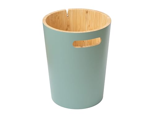 GRANA HOME Koby Abfalleimer Papierkorb mit Beutelhalterung. Korb aus 100% Bambus für Büro, Badezimmer, Baby-und Kinderzimmer, Wohnzimmer und Mehr, 8,5l Fassungsvermögen (Blaugrün) von GRANA HOME