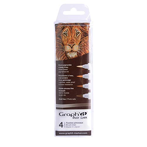 GRAPH'IT - Packung mit 4 Filzstiften mit Pinselspitzen – Brush Liner – Pigmentierte Tinte auf Wasserbasis – lichtecht und schmierbeständig – 4 Brauntöne GRAPH'IT - Packung mit 4 Filzstiften mit Pinselspitzen – Brush Liner – Pigmentierte Tinte auf Wasserbasis – lichtecht und schmierbeständig – 4 Brauntöne von GRAPH'IT