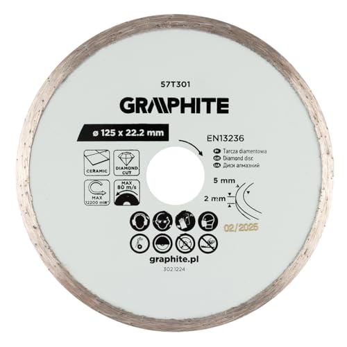 GRAPHITE Diamanttrennscheibe Nassschnitt – Präzise Vollrand-Trennscheibe für Terrakotta, Granit, Gres & Marmor – Inklusive Reduzierring für Winkelschleifer GRAPHITE Diamanttrennscheibe Nassschnitt – Präzise Vollrand-Trennscheibe für Terrakotta, Granit, Gres & Marmor – Inklusive Reduzierring für Winkelschleifer von GRAPHITE