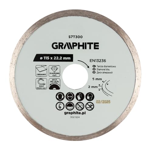 GRAPHITE Diamanttrennscheibe Nassschnitt – Präzise Vollrand-Trennscheibe für Terrakotta, Granit, Gres & Marmor – Inklusive Reduzierring für Winkelschleifer GRAPHITE Diamanttrennscheibe Nassschnitt – Präzise Vollrand-Trennscheibe für Terrakotta, Granit, Gres & Marmor – Inklusive Reduzierring für Winkelschleifer von GRAPHITE