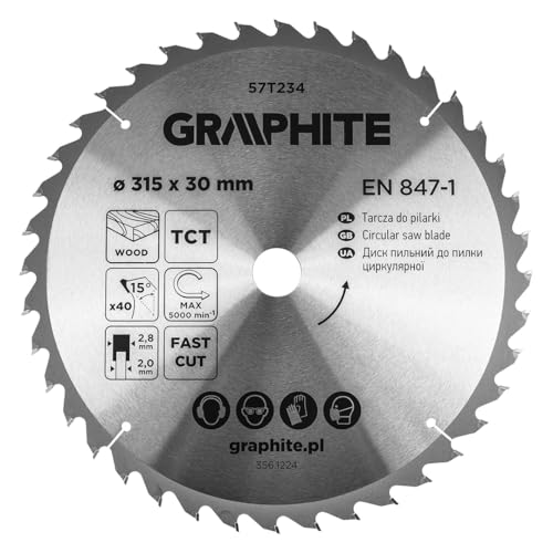 GRAPHITE Kreissägeblatt Widia – Hartmetall Sägeblatt für Holz, Spanplatte, MDF, Sperrholz & Aluminium – Präzise Schnitte, inkl. Reduzierringe Sauber und Schnell GRAPHITE Kreissägeblatt Widia – Hartmetall Sägeblatt für Holz, Spanplatte, MDF, Sperrholz & Aluminium – Präzise Schnitte, inkl. Reduzierringe Sauber und Schnell von GRAPHITE