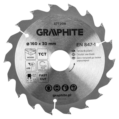 GRAPHITE Kreissägeblatt Widia – Hartmetall Sägeblatt für Holz, Spanplatte, MDF, Sperrholz & Aluminium – Präzise Schnitte, inkl. Reduzierringe Sauber und Schnell GRAPHITE Kreissägeblatt Widia – Hartmetall Sägeblatt für Holz, Spanplatte, MDF, Sperrholz & Aluminium – Präzise Schnitte, inkl. Reduzierringe Sauber und Schnell von GRAPHITE