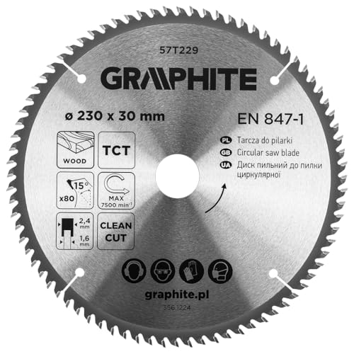 GRAPHITE Kreissägeblatt Widia – Hartmetall Sägeblatt für Holz, Spanplatte, MDF, Sperrholz & Aluminium – Präzise Schnitte, inkl. Reduzierringe Sauber und Schnell GRAPHITE Kreissägeblatt Widia – Hartmetall Sägeblatt für Holz, Spanplatte, MDF, Sperrholz & Aluminium – Präzise Schnitte, inkl. Reduzierringe Sauber und Schnell von GRAPHITE