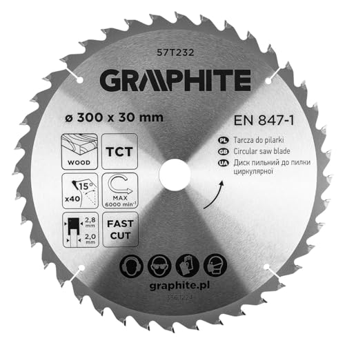 GRAPHITE Kreissägeblatt Widia – Hartmetall Sägeblatt für Holz, Spanplatte, MDF, Sperrholz & Aluminium – Präzise Schnitte, inkl. Reduzierringe Sauber und Schnell GRAPHITE Kreissägeblatt Widia – Hartmetall Sägeblatt für Holz, Spanplatte, MDF, Sperrholz & Aluminium – Präzise Schnitte, inkl. Reduzierringe Sauber und Schnell von GRAPHITE