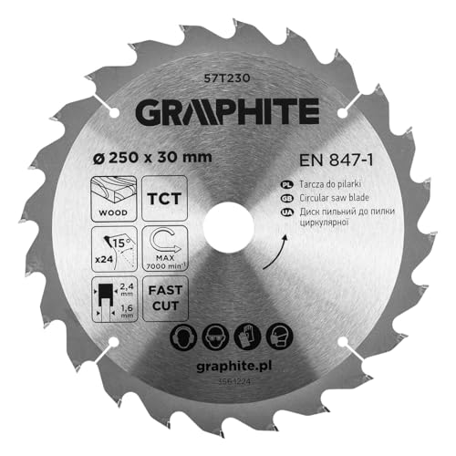 GRAPHITE Kreissägeblatt Widia – Hartmetall Sägeblatt für Holz, Spanplatte, MDF, Sperrholz & Aluminium – Präzise Schnitte, inkl. Reduzierringe Sauber und Schnell GRAPHITE Kreissägeblatt Widia – Hartmetall Sägeblatt für Holz, Spanplatte, MDF, Sperrholz & Aluminium – Präzise Schnitte, inkl. Reduzierringe Sauber und Schnell von GRAPHITE