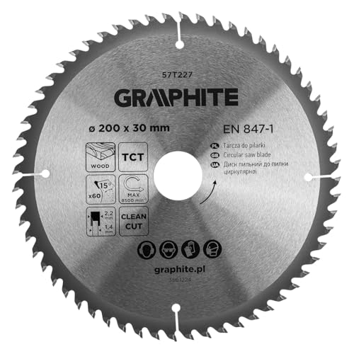 GRAPHITE Kreissägeblatt Widia – Hartmetall Sägeblatt für Holz, Spanplatte, MDF, Sperrholz & Aluminium – Präzise Schnitte, inkl. Reduzierringe Sauber und Schnell GRAPHITE Kreissägeblatt Widia – Hartmetall Sägeblatt für Holz, Spanplatte, MDF, Sperrholz & Aluminium – Präzise Schnitte, inkl. Reduzierringe Sauber und Schnell von GRAPHITE
