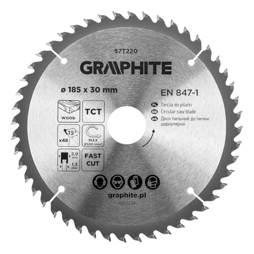 GRAPHITE Kreissägeblatt Widia – Hartmetall Sägeblatt für Holz, Spanplatte, MDF, Sperrholz & Aluminium – Präzise Schnitte, inkl. Reduzierringe Sauber und Schnell GRAPHITE Kreissägeblatt Widia – Hartmetall Sägeblatt für Holz, Spanplatte, MDF, Sperrholz & Aluminium – Präzise Schnitte, inkl. Reduzierringe Sauber und Schnell von GRAPHITE