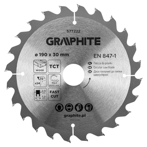 GRAPHITE Kreissägeblatt Widia – Hartmetall Sägeblatt für Holz, Spanplatte, MDF, Sperrholz & Aluminium – Präzise Schnitte, inkl. Reduzierringe Sauber und Schnell GRAPHITE Kreissägeblatt Widia – Hartmetall Sägeblatt für Holz, Spanplatte, MDF, Sperrholz & Aluminium – Präzise Schnitte, inkl. Reduzierringe Sauber und Schnell von GRAPHITE
