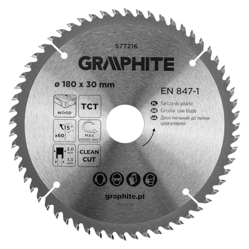GRAPHITE Kreissägeblatt Widia – Hartmetall Sägeblatt für Holz, Spanplatte, MDF, Sperrholz & Aluminium – Präzise Schnitte, inkl. Reduzierringe Sauber und Schnell GRAPHITE Kreissägeblatt Widia – Hartmetall Sägeblatt für Holz, Spanplatte, MDF, Sperrholz & Aluminium – Präzise Schnitte, inkl. Reduzierringe Sauber und Schnell von GRAPHITE