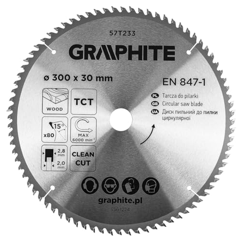 GRAPHITE Kreissägeblatt Widia – Hartmetall Sägeblatt für Holz, Spanplatte, MDF, Sperrholz & Aluminium – Präzise Schnitte, inkl. Reduzierringe Sauber und Schnell GRAPHITE Kreissägeblatt Widia – Hartmetall Sägeblatt für Holz, Spanplatte, MDF, Sperrholz & Aluminium – Präzise Schnitte, inkl. Reduzierringe Sauber und Schnell von GRAPHITE