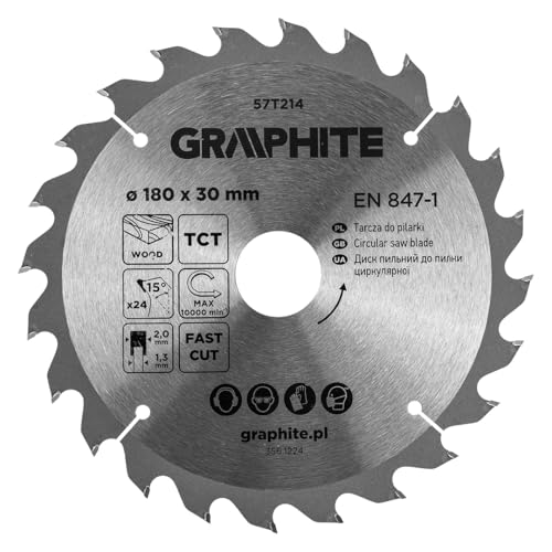 GRAPHITE Kreissägeblatt Widia – Hartmetall Sägeblatt für Holz, Spanplatte, MDF, Sperrholz & Aluminium – Präzise Schnitte, inkl. Reduzierringe Sauber und Schnell GRAPHITE Kreissägeblatt Widia – Hartmetall Sägeblatt für Holz, Spanplatte, MDF, Sperrholz & Aluminium – Präzise Schnitte, inkl. Reduzierringe Sauber und Schnell von GRAPHITE