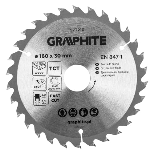 GRAPHITE Kreissägeblatt Widia – Hartmetall Sägeblatt für Holz, Spanplatte, MDF, Sperrholz & Aluminium – Präzise Schnitte, inkl. Reduzierringe Sauber und Schnell GRAPHITE Kreissägeblatt Widia – Hartmetall Sägeblatt für Holz, Spanplatte, MDF, Sperrholz & Aluminium – Präzise Schnitte, inkl. Reduzierringe Sauber und Schnell von GRAPHITE