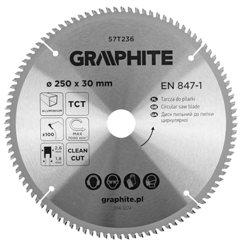 GRAPHITE Kreissägeblatt Widia – Hartmetall Sägeblatt für Holz, Spanplatte, MDF, Sperrholz & Aluminium – Präzise Schnitte, inkl. Reduzierringe Sauber und Schnell GRAPHITE Kreissägeblatt Widia – Hartmetall Sägeblatt für Holz, Spanplatte, MDF, Sperrholz & Aluminium – Präzise Schnitte, inkl. Reduzierringe Sauber und Schnell von GRAPHITE
