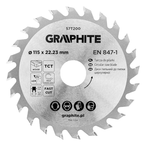 GRAPHITE Kreissägeblatt Widia – Hartmetall Sägeblatt für Holz, Spanplatte, MDF, Sperrholz & Aluminium – Präzise Schnitte, inkl. Reduzierringe Sauber und Schnell GRAPHITE Kreissägeblatt Widia – Hartmetall Sägeblatt für Holz, Spanplatte, MDF, Sperrholz & Aluminium – Präzise Schnitte, inkl. Reduzierringe Sauber und Schnell von GRAPHITE