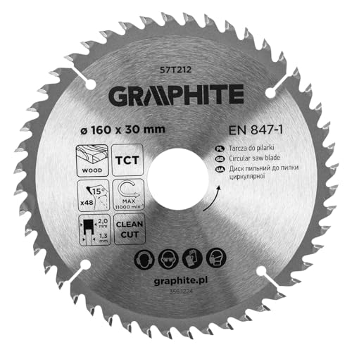 GRAPHITE Kreissägeblatt Widia – Hartmetall Sägeblatt für Holz, Spanplatte, MDF, Sperrholz & Aluminium – Präzise Schnitte, inkl. Reduzierringe Sauber und Schnell GRAPHITE Kreissägeblatt Widia – Hartmetall Sägeblatt für Holz, Spanplatte, MDF, Sperrholz & Aluminium – Präzise Schnitte, inkl. Reduzierringe Sauber und Schnell von GRAPHITE