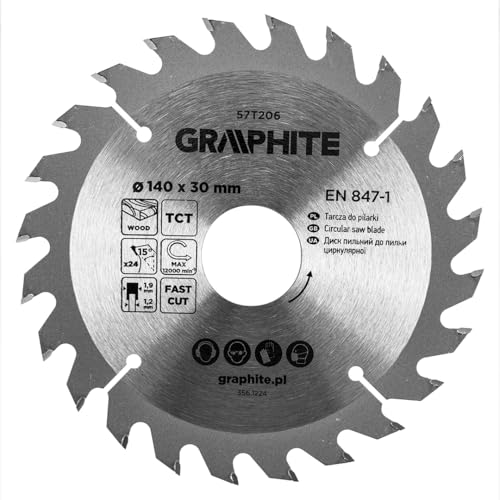 GRAPHITE Kreissägeblatt Widia – Hartmetall Sägeblatt für Holz, Spanplatte, MDF, Sperrholz & Aluminium – Präzise Schnitte, inkl. Reduzierringe Sauber und Schnell GRAPHITE Kreissägeblatt Widia – Hartmetall Sägeblatt für Holz, Spanplatte, MDF, Sperrholz & Aluminium – Präzise Schnitte, inkl. Reduzierringe Sauber und Schnell von GRAPHITE