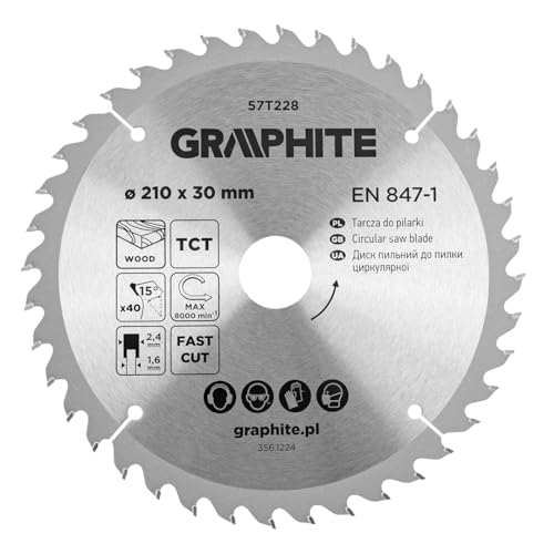 GRAPHITE Kreissägeblatt Widia – Hartmetall Sägeblatt für Holz, Spanplatte, MDF, Sperrholz & Aluminium – Präzise Schnitte, inkl. Reduzierringe Sauber und Schnell GRAPHITE Kreissägeblatt Widia – Hartmetall Sägeblatt für Holz, Spanplatte, MDF, Sperrholz & Aluminium – Präzise Schnitte, inkl. Reduzierringe Sauber und Schnell von GRAPHITE