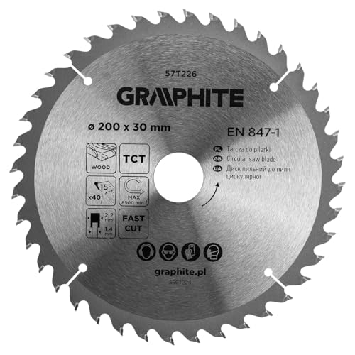 GRAPHITE Kreissägeblatt Widia – Hartmetall Sägeblatt für Holz, Spanplatte, MDF, Sperrholz & Aluminium – Präzise Schnitte, inkl. Reduzierringe Sauber und Schnell GRAPHITE Kreissägeblatt Widia – Hartmetall Sägeblatt für Holz, Spanplatte, MDF, Sperrholz & Aluminium – Präzise Schnitte, inkl. Reduzierringe Sauber und Schnell von GRAPHITE