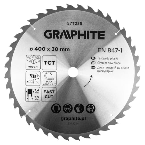 GRAPHITE Kreissägeblatt Widia – Hartmetall Sägeblatt für Holz, Spanplatte, MDF, Sperrholz & Aluminium – Präzise Schnitte, inkl. Reduzierringe Sauber und Schnell GRAPHITE Kreissägeblatt Widia – Hartmetall Sägeblatt für Holz, Spanplatte, MDF, Sperrholz & Aluminium – Präzise Schnitte, inkl. Reduzierringe Sauber und Schnell von GRAPHITE