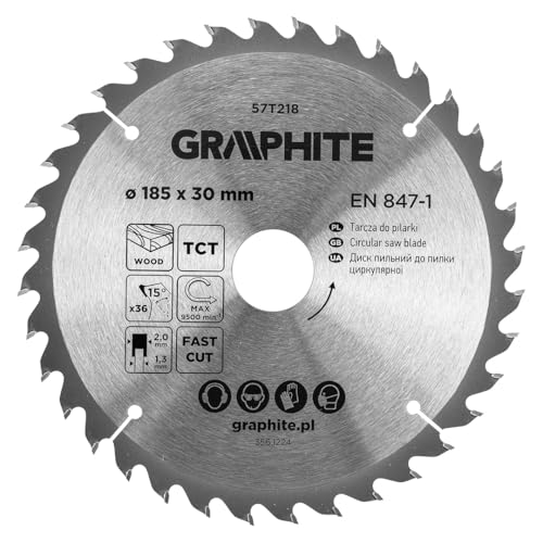 GRAPHITE Kreissägeblatt Widia – Hartmetall Sägeblatt für Holz, Spanplatte, MDF, Sperrholz & Aluminium – Präzise Schnitte, inkl. Reduzierringe Sauber und Schnell GRAPHITE Kreissägeblatt Widia – Hartmetall Sägeblatt für Holz, Spanplatte, MDF, Sperrholz & Aluminium – Präzise Schnitte, inkl. Reduzierringe Sauber und Schnell von GRAPHITE