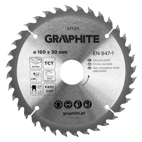 GRAPHITE Kreissägeblatt Widia – Hartmetall Sägeblatt für Holz, Spanplatte, MDF, Sperrholz & Aluminium – Präzise Schnitte, inkl. Reduzierringe Sauber und Schnell GRAPHITE Kreissägeblatt Widia – Hartmetall Sägeblatt für Holz, Spanplatte, MDF, Sperrholz & Aluminium – Präzise Schnitte, inkl. Reduzierringe Sauber und Schnell von GRAPHITE