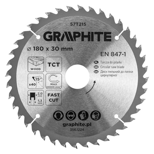 GRAPHITE Kreissägeblatt Widia – Hartmetall Sägeblatt für Holz, Spanplatte, MDF, Sperrholz & Aluminium – Präzise Schnitte, inkl. Reduzierringe Sauber und Schnell GRAPHITE Kreissägeblatt Widia – Hartmetall Sägeblatt für Holz, Spanplatte, MDF, Sperrholz & Aluminium – Präzise Schnitte, inkl. Reduzierringe Sauber und Schnell von GRAPHITE
