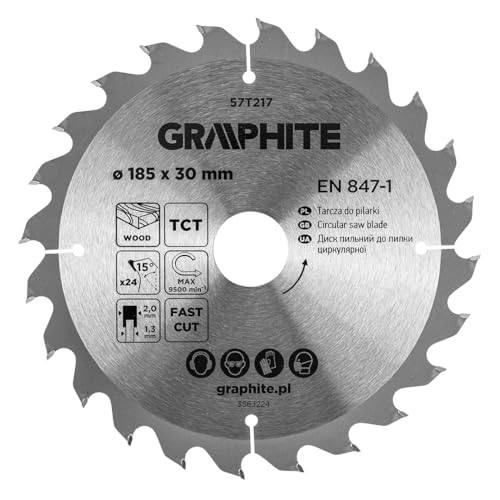GRAPHITE Kreissägeblatt Widia – Hartmetall Sägeblatt für Holz, Spanplatte, MDF, Sperrholz & Aluminium – Präzise Schnitte, inkl. Reduzierringe Sauber und Schnell GRAPHITE Kreissägeblatt Widia – Hartmetall Sägeblatt für Holz, Spanplatte, MDF, Sperrholz & Aluminium – Präzise Schnitte, inkl. Reduzierringe Sauber und Schnell von GRAPHITE