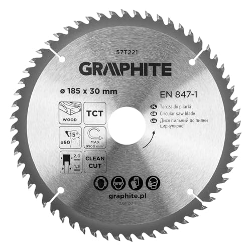 GRAPHITE Kreissägeblatt Widia – Hartmetall Sägeblatt für Holz, Spanplatte, MDF, Sperrholz & Aluminium – Präzise Schnitte, inkl. Reduzierringe Sauber und Schnell GRAPHITE Kreissägeblatt Widia – Hartmetall Sägeblatt für Holz, Spanplatte, MDF, Sperrholz & Aluminium – Präzise Schnitte, inkl. Reduzierringe Sauber und Schnell von GRAPHITE