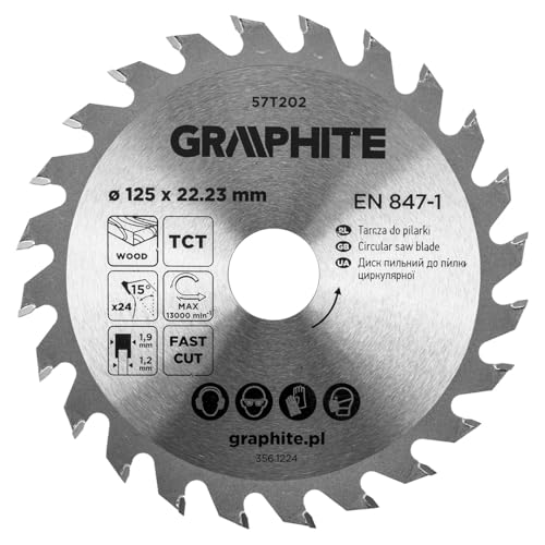 GRAPHITE Kreissägeblatt Widia – Hartmetall Sägeblatt für Holz, Spanplatte, MDF, Sperrholz & Aluminium – Präzise Schnitte, inkl. Reduzierringe Sauber und Schnell GRAPHITE Kreissägeblatt Widia – Hartmetall Sägeblatt für Holz, Spanplatte, MDF, Sperrholz & Aluminium – Präzise Schnitte, inkl. Reduzierringe Sauber und Schnell von GRAPHITE