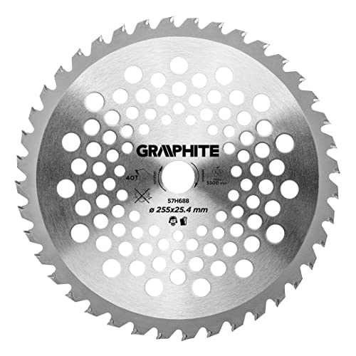 GRAPHITE Widia-Sägeblatt, Holzsensenblatt für Freischneider 255 x 25,4 mm, 40 Zähne - Effektives Schneiden von Gestrüpp - Langlebig und zuverlässig für Stängel, Unkraut, dünne Sträucher und Bäume von GRAPHITE