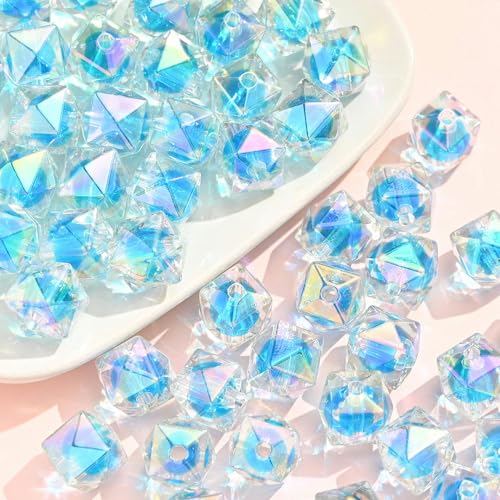 GRASKY 20 Stück 15 mm Diamant-UV-Perlen, Farbwechsel, Pony-Perlen, runde Acrylperlen für die Schmuckherstellung, Armband-Halskette, Haarperlen, Basteln von GRASKY