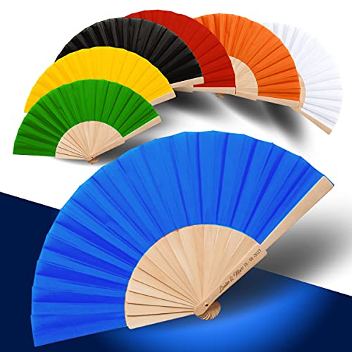Faltfächer für Hochzeit & Events –Personalisierbarer Fächer aus Holz (CALESA) (Blau, Stückweise) von GRAVURE CONCEPT