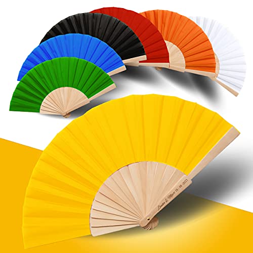 Faltfächer für Hochzeit & Events –Personalisierbarer Fächer aus Holz (CALESA) (Gelb, 10er-Pack) von GRAVURE CONCEPT